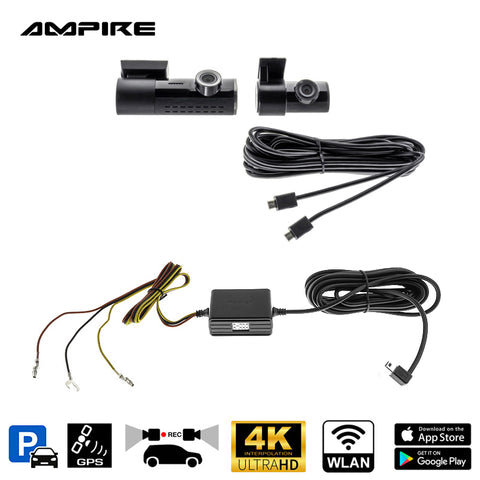 AMPIRE DC2-PRO 2K Front Dashcam & AHD Hækkamera, WLAN og GPS